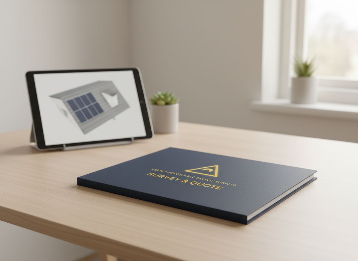 Vertex survey and quote pack on desk